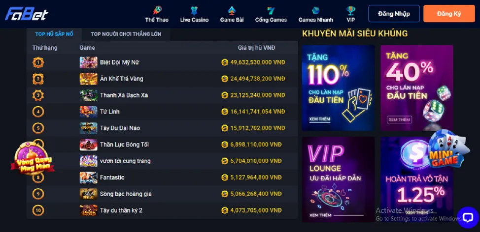 Thưởng nạp lại hàng ngày 89bet4